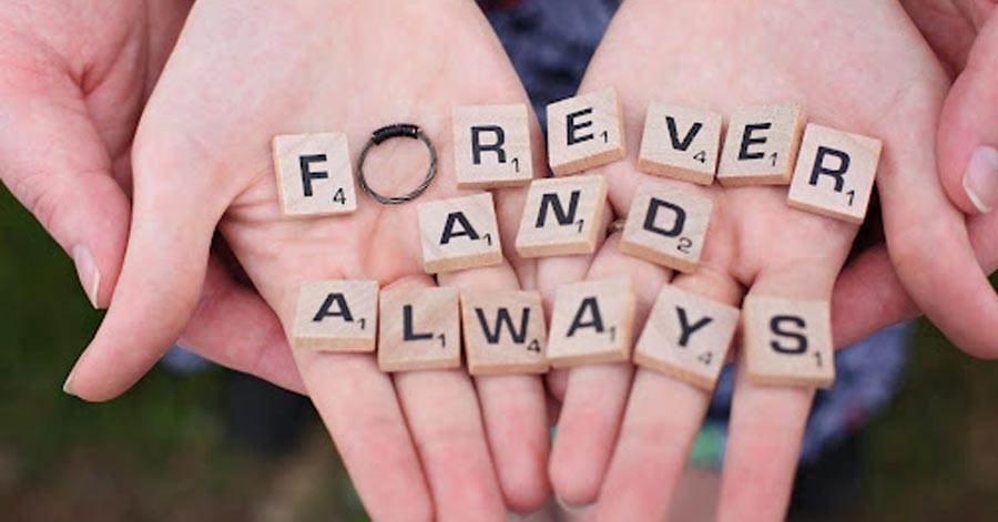 hands with forever and always scrabble tiles