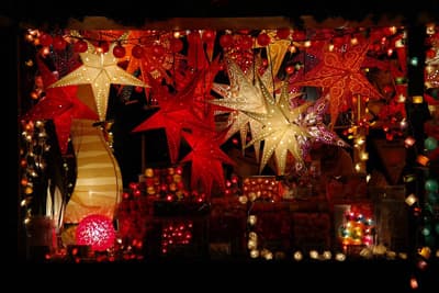 A photo of bright Christmas lanterns in the Philippines